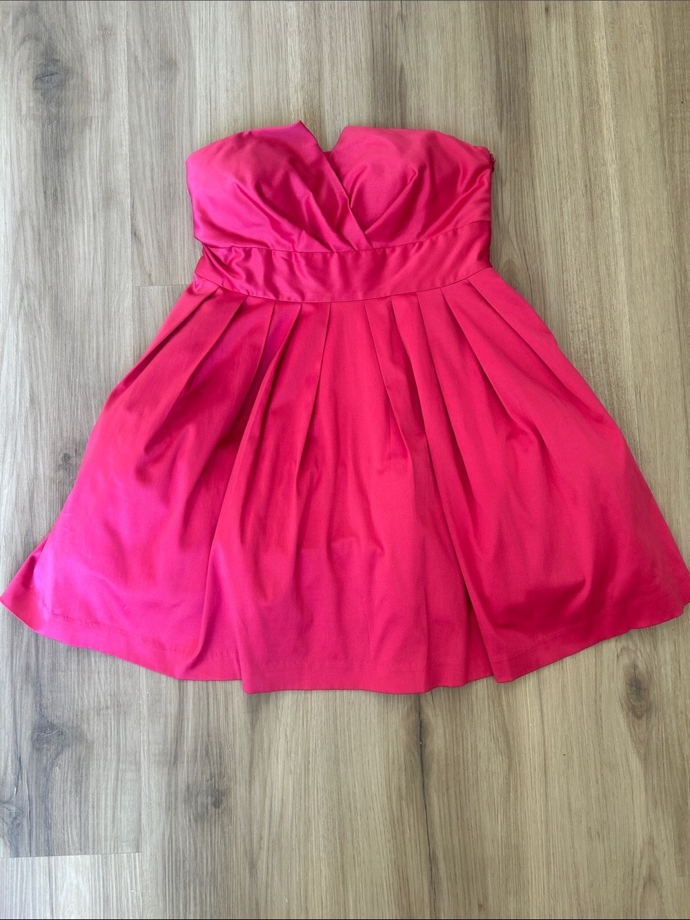 Forever 21 XXI Hot Pink Strapless Pleated Party Dress Y2K Barbiecore HoCo 0